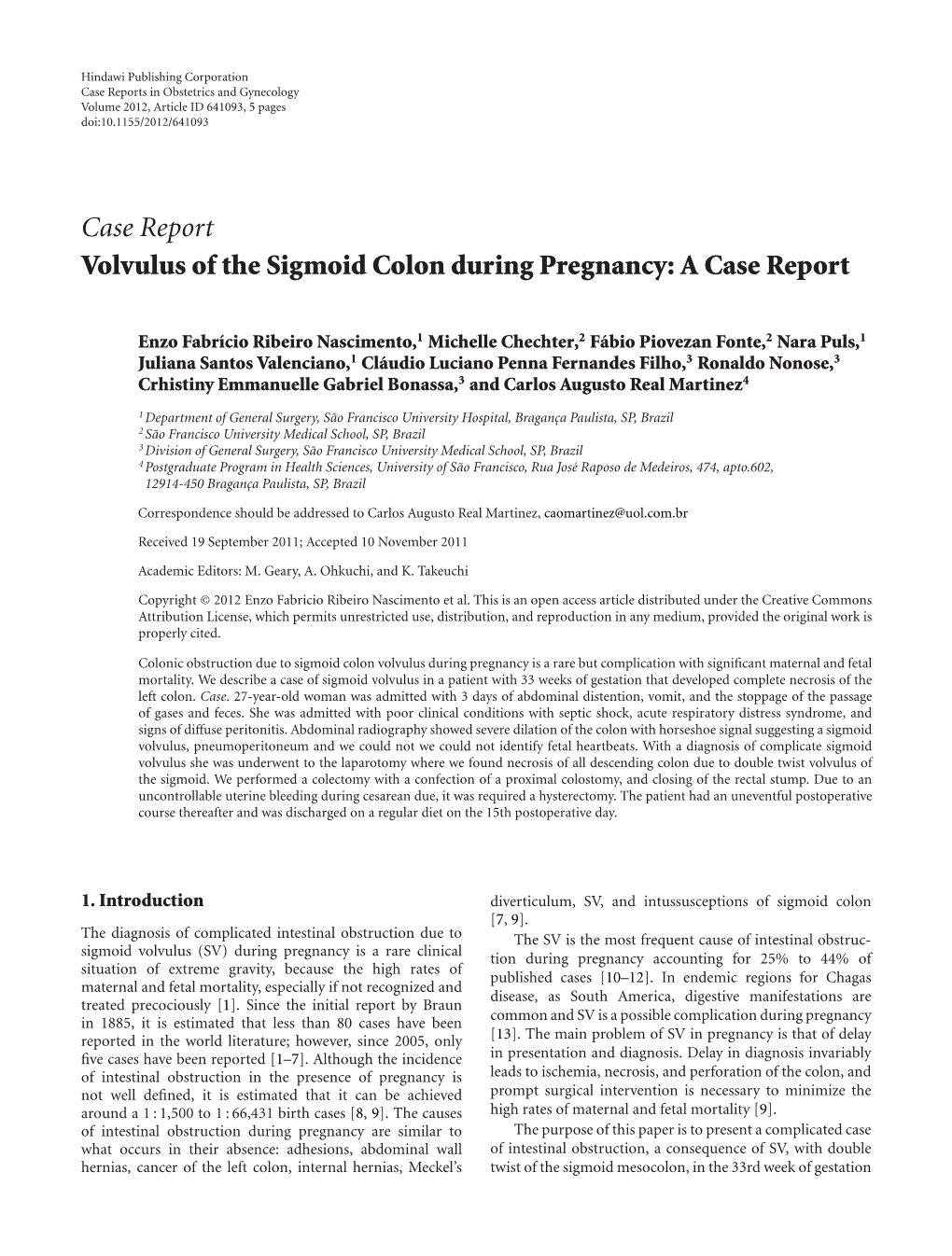 Volvulus of the Sigmoid Colon During Pregnancy: a Case Report