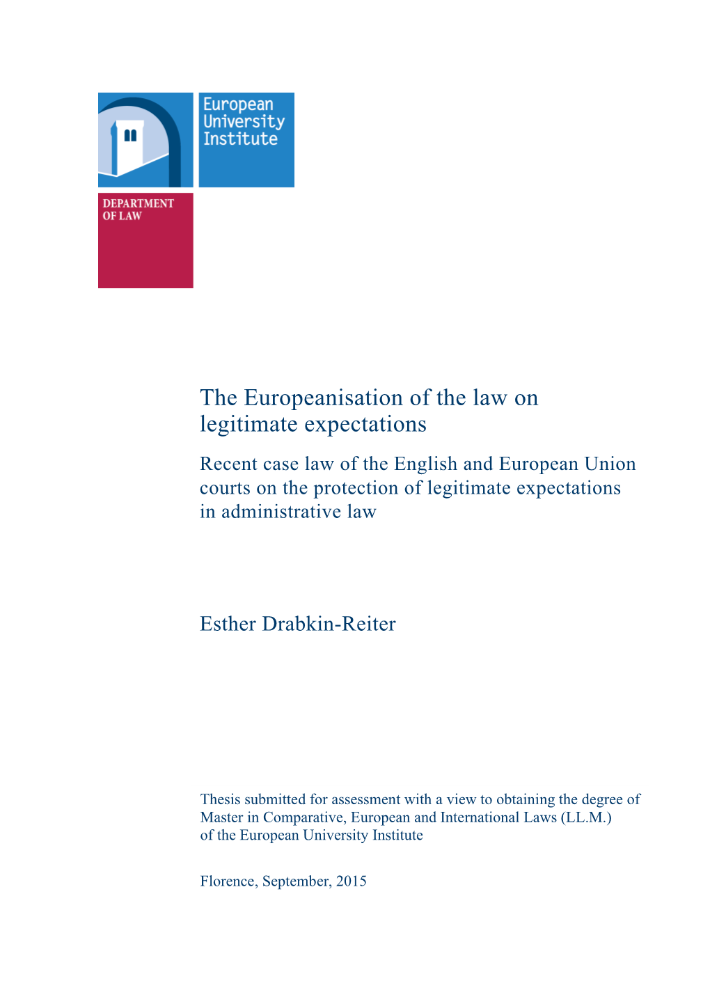 The Europeanisation of the Law on Legitimate Expectations