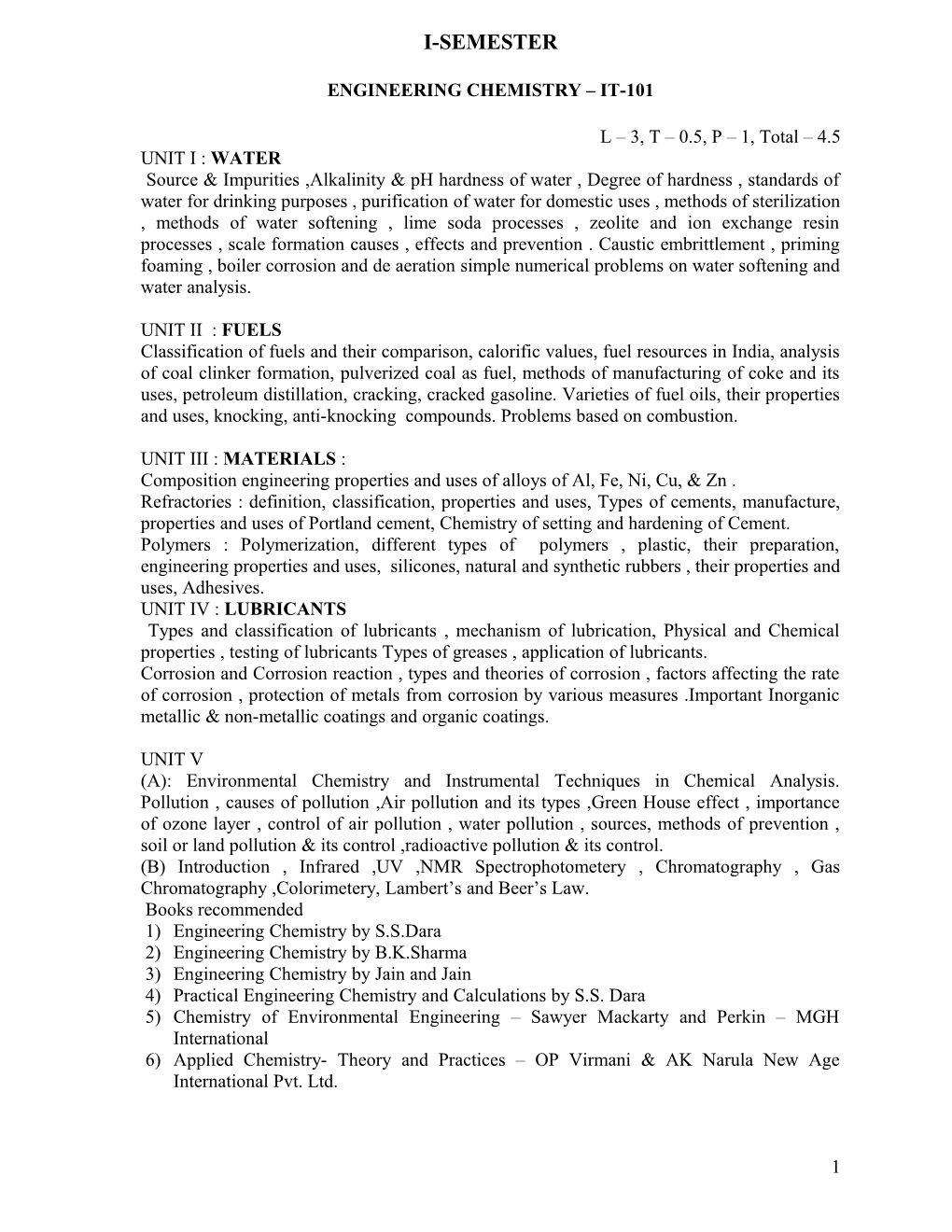 Engineering Chemistry It-101