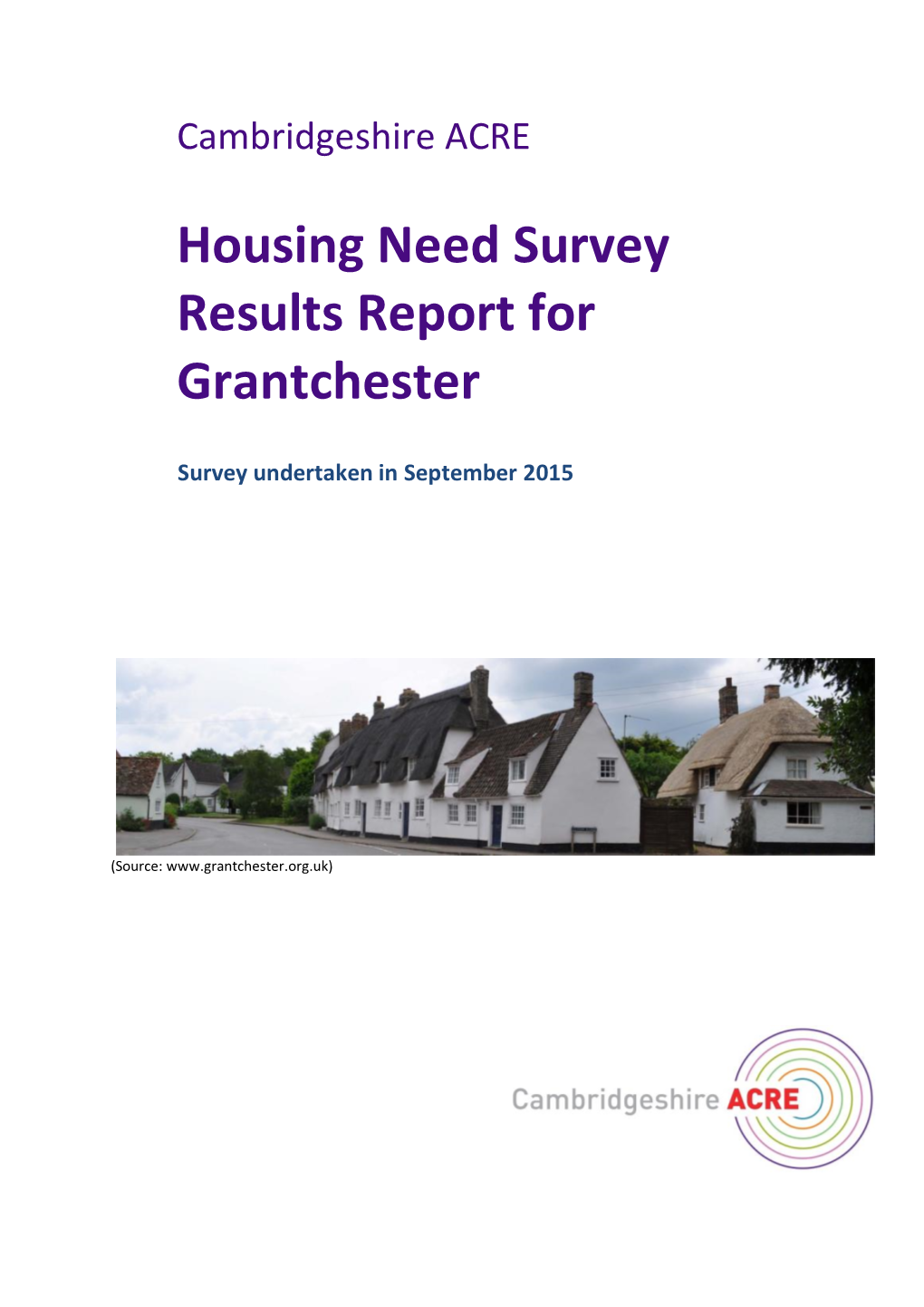 Housing Need Survey Results Report for Grantchester