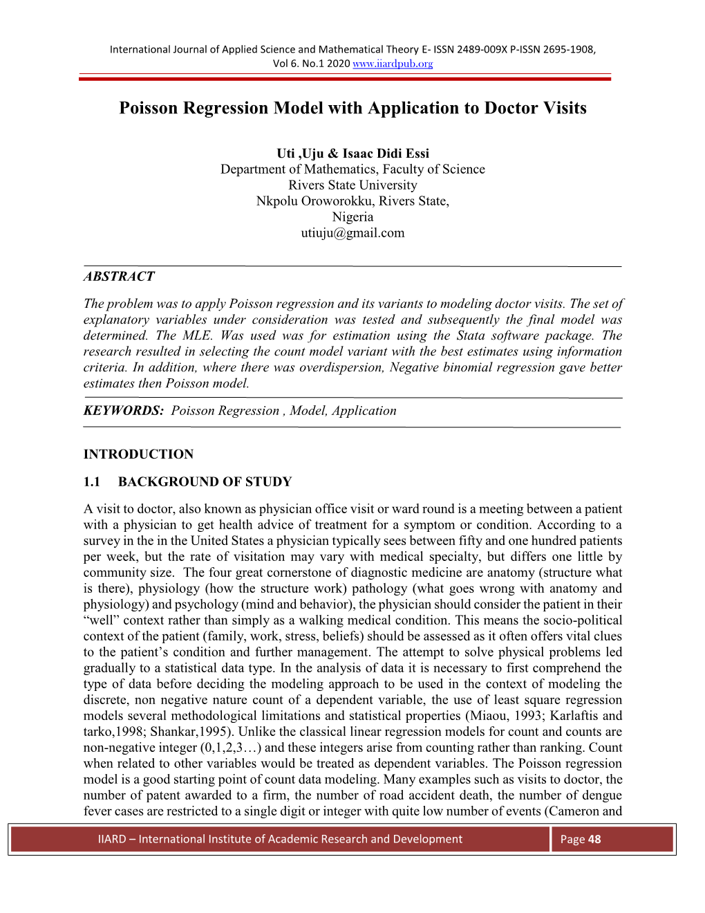 Poisson Regression Model with Application to Doctor Visits