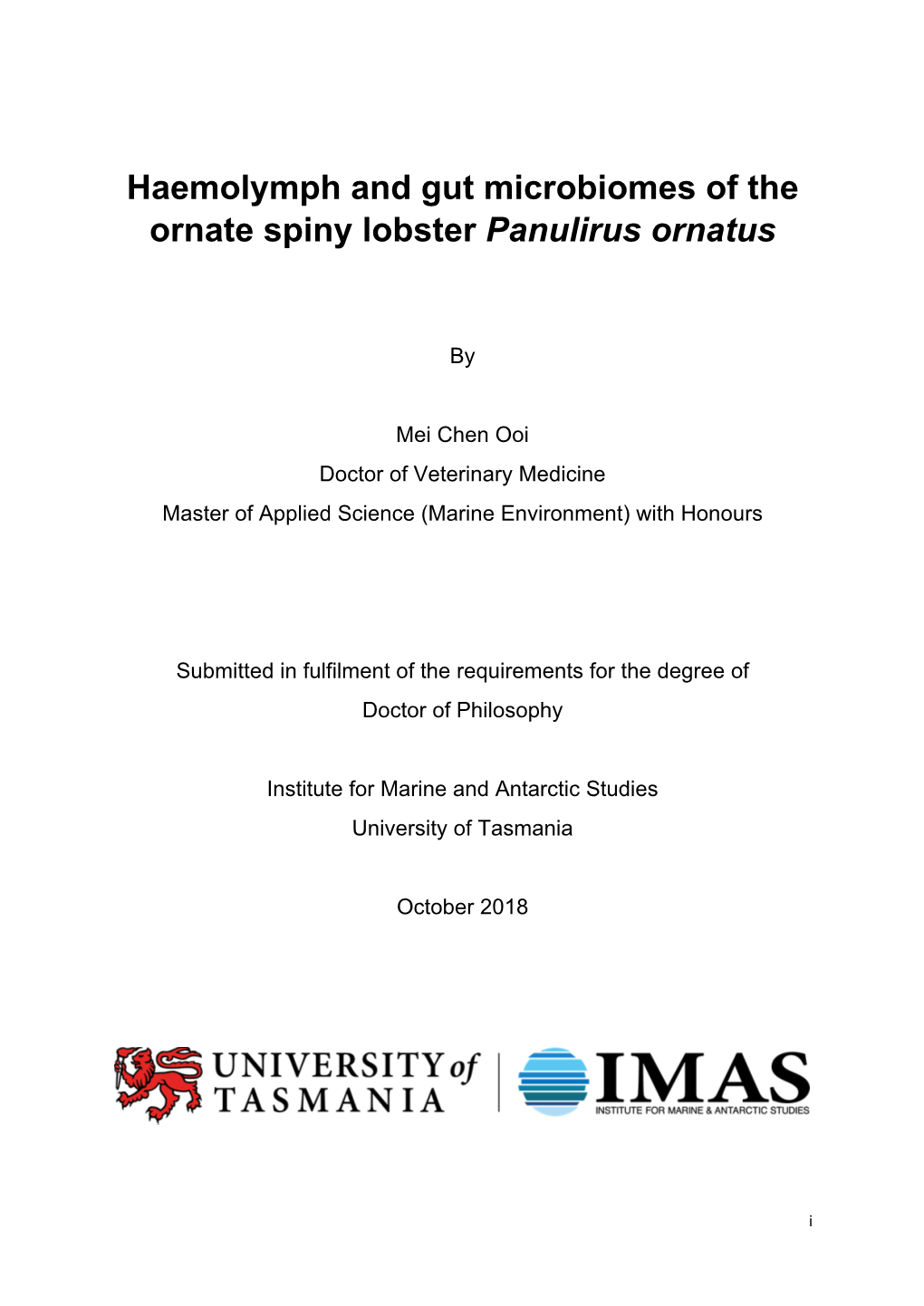 Haemolymph and Gut Microbiomes of the Ornate Spiny Lobster Panulirus Ornatus