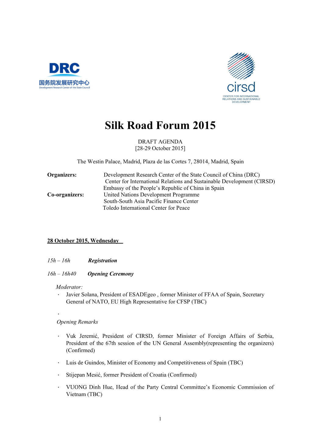 Silk Road Forum 2015