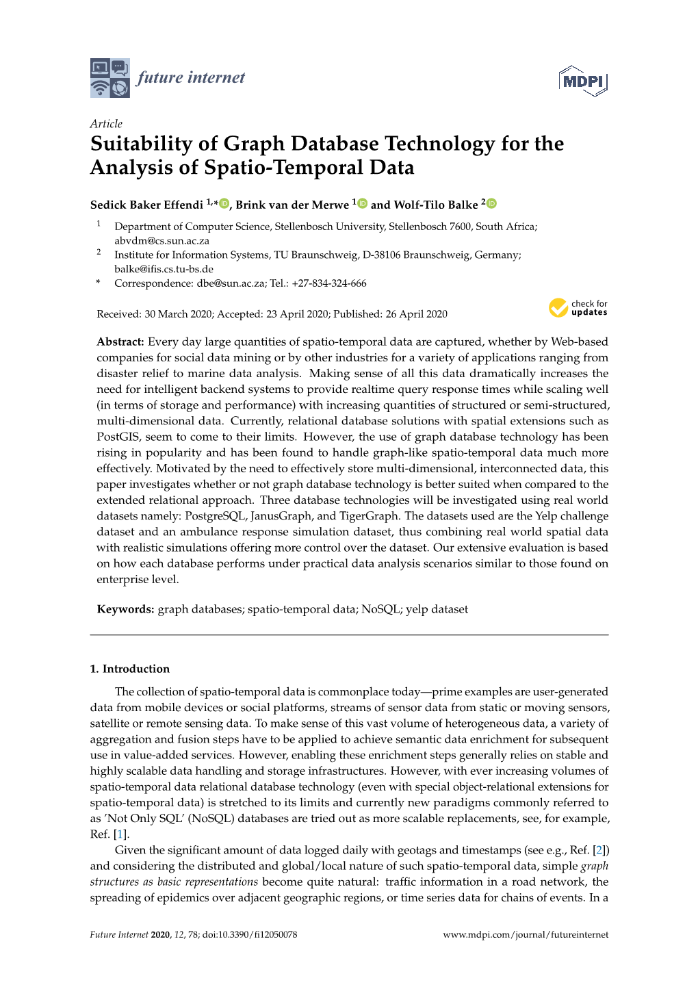 Suitability of Graph Database Technology for the Analysis of Spatio-Temporal Data