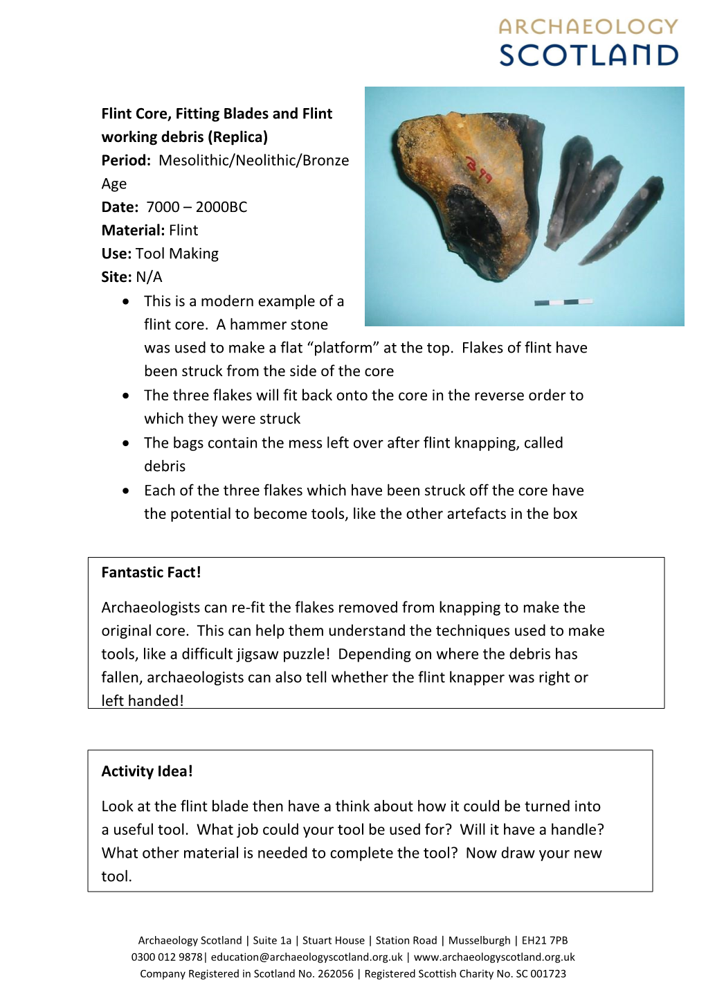 Flint Core, Fitting Blades and Flint Working Debris (Replica) Period