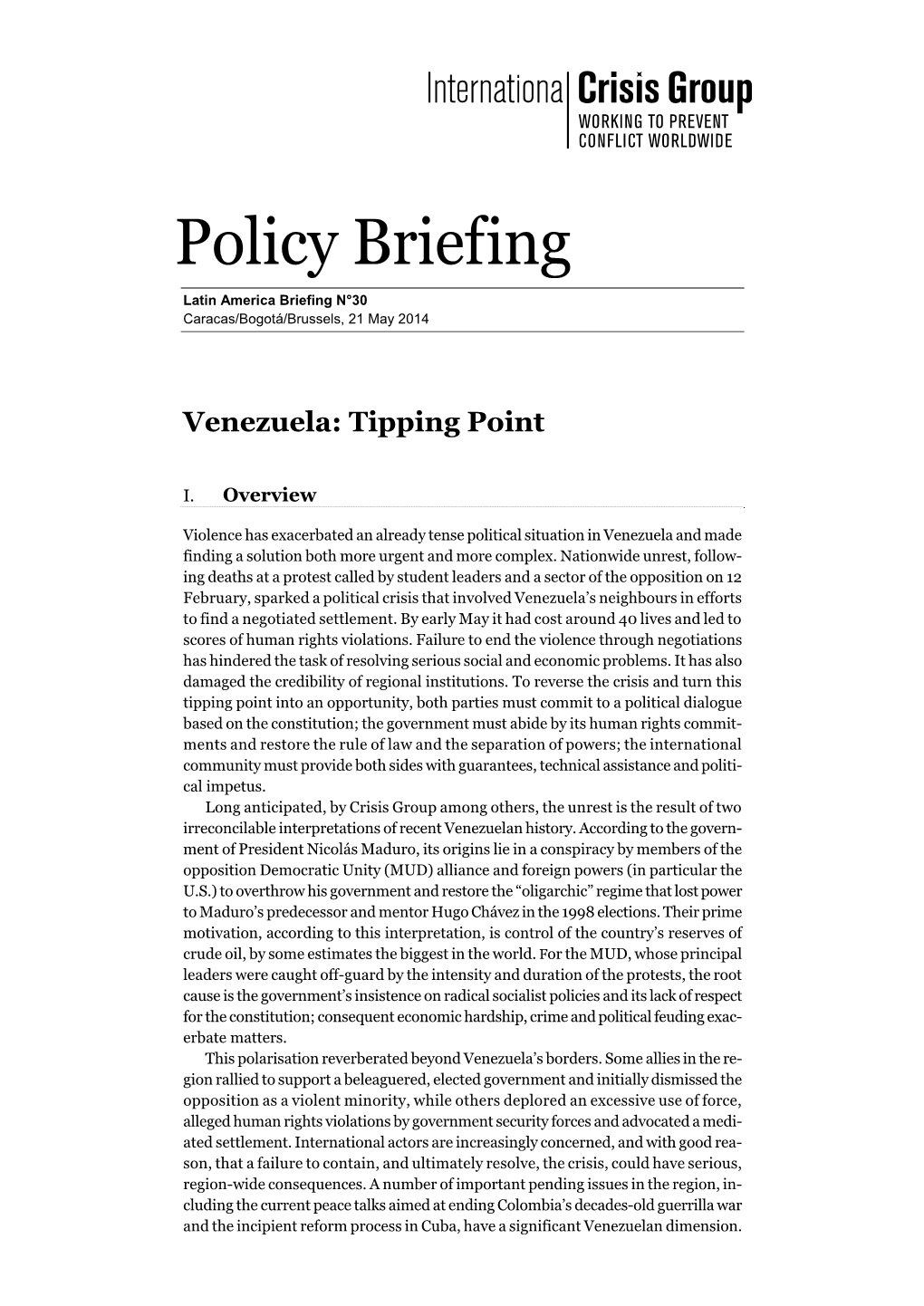 Venezuela: Tipping Point