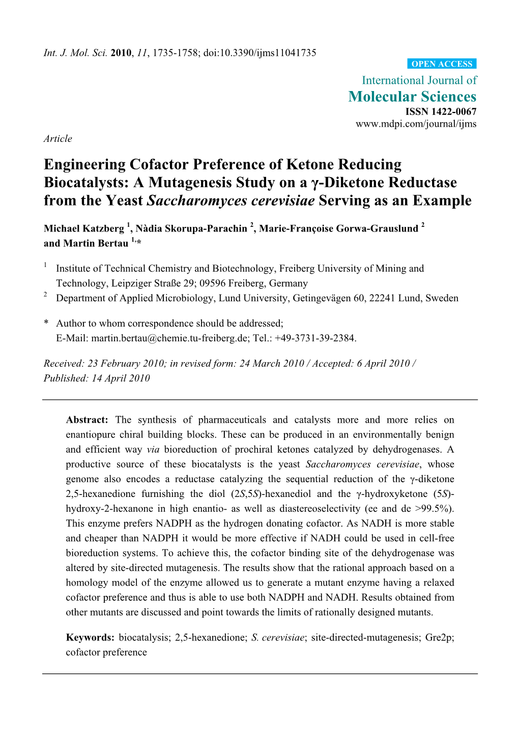 Engineering Cofactor Preference of Ketone Reducing Biocatalysts: A