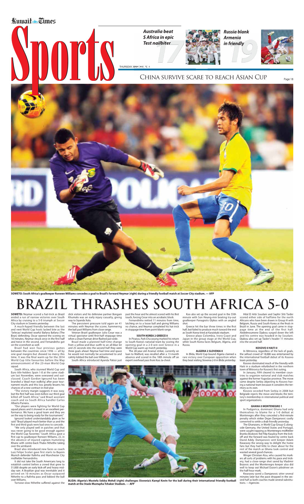 Brazil Thrashes South Africa 5-0