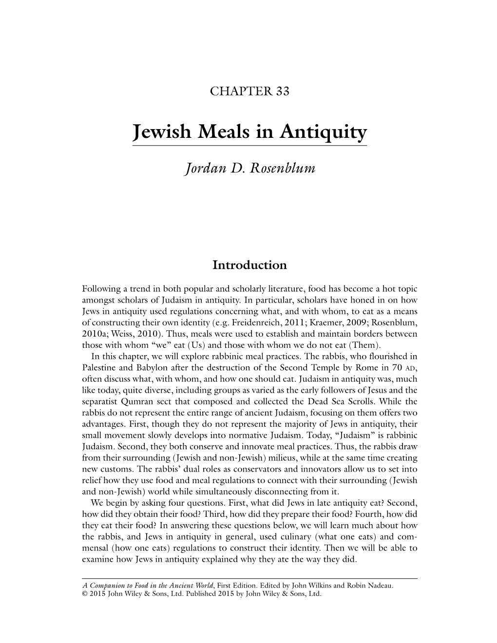 Jewish Meals in Antiquity