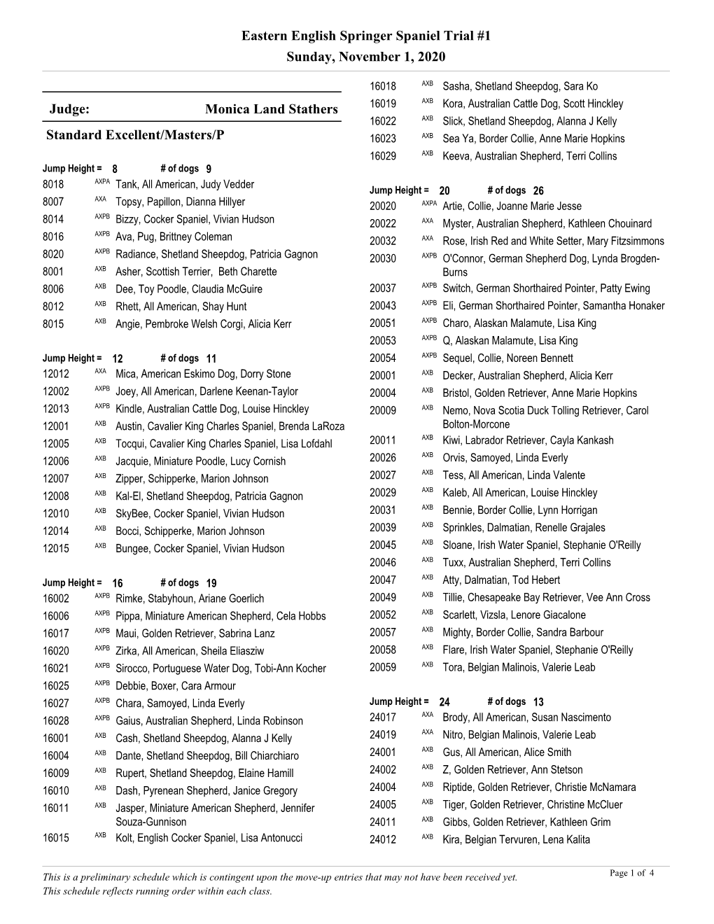 Eastern English Springer Spaniel Trial #1 Sunday, November 1, 2020