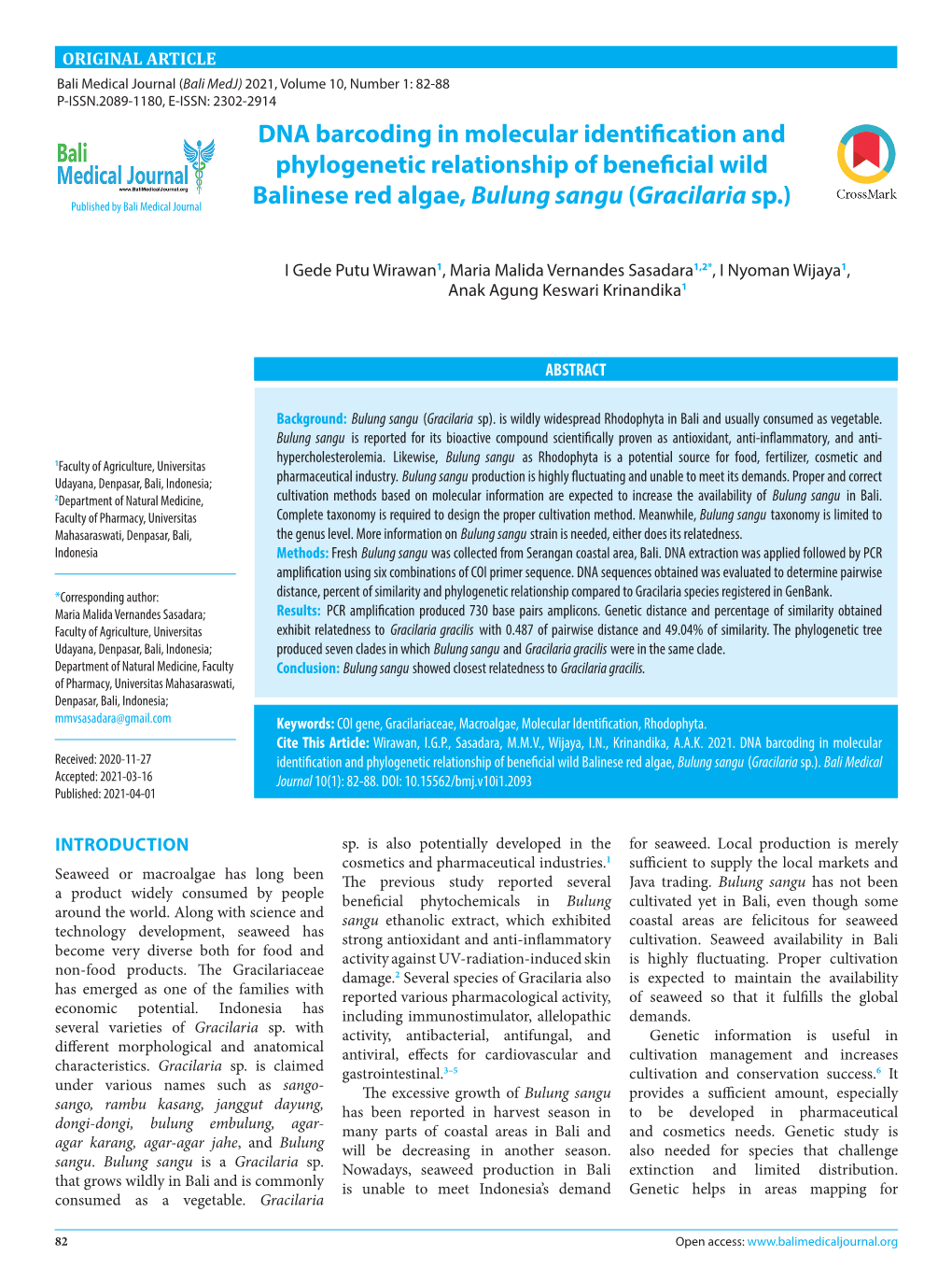 DNA Barcoding in Molecular Identification and Phylogenetic Relationship of Beneficial Wild