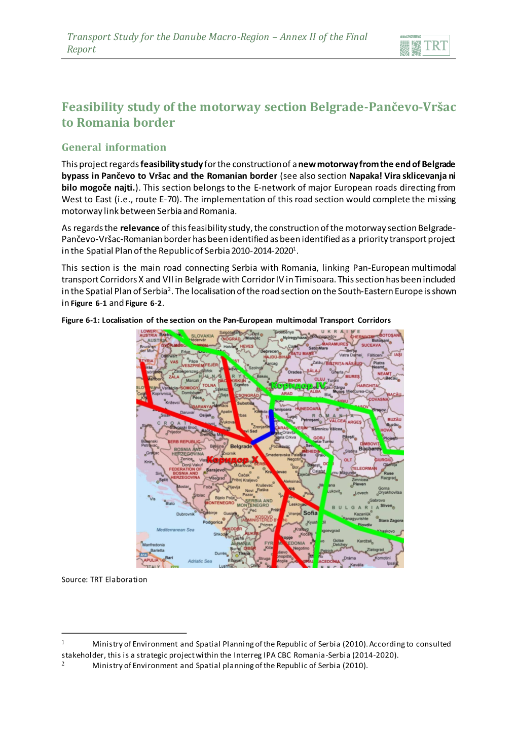 Feasibility Study of the Motorway Section Belgrade-Pančevo-Vršac to Romania Border