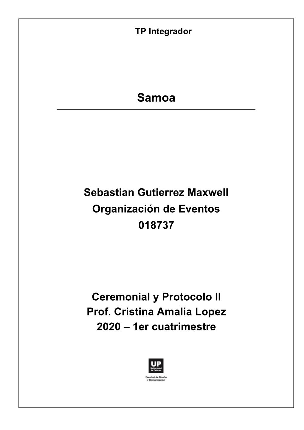 Ceremonial Y Protocolo II Prof. Cristina Amalia Lopez 2020 – 1Er Cuatrimestre
