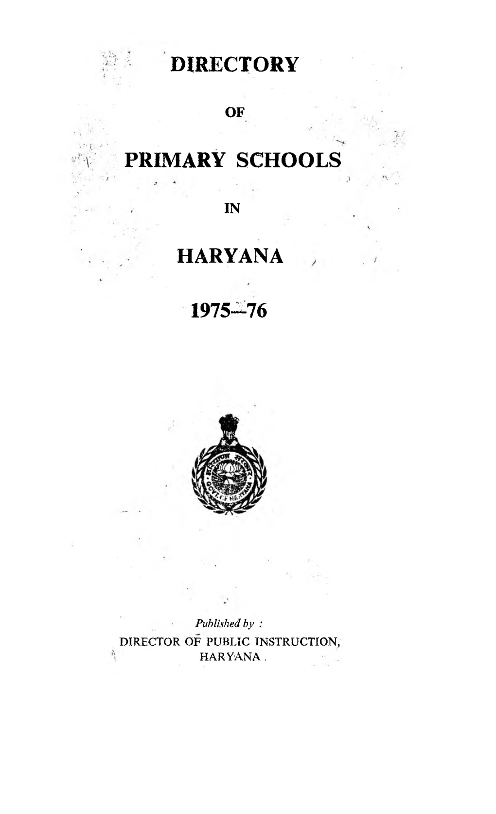 Directory Primary Schools Haryana