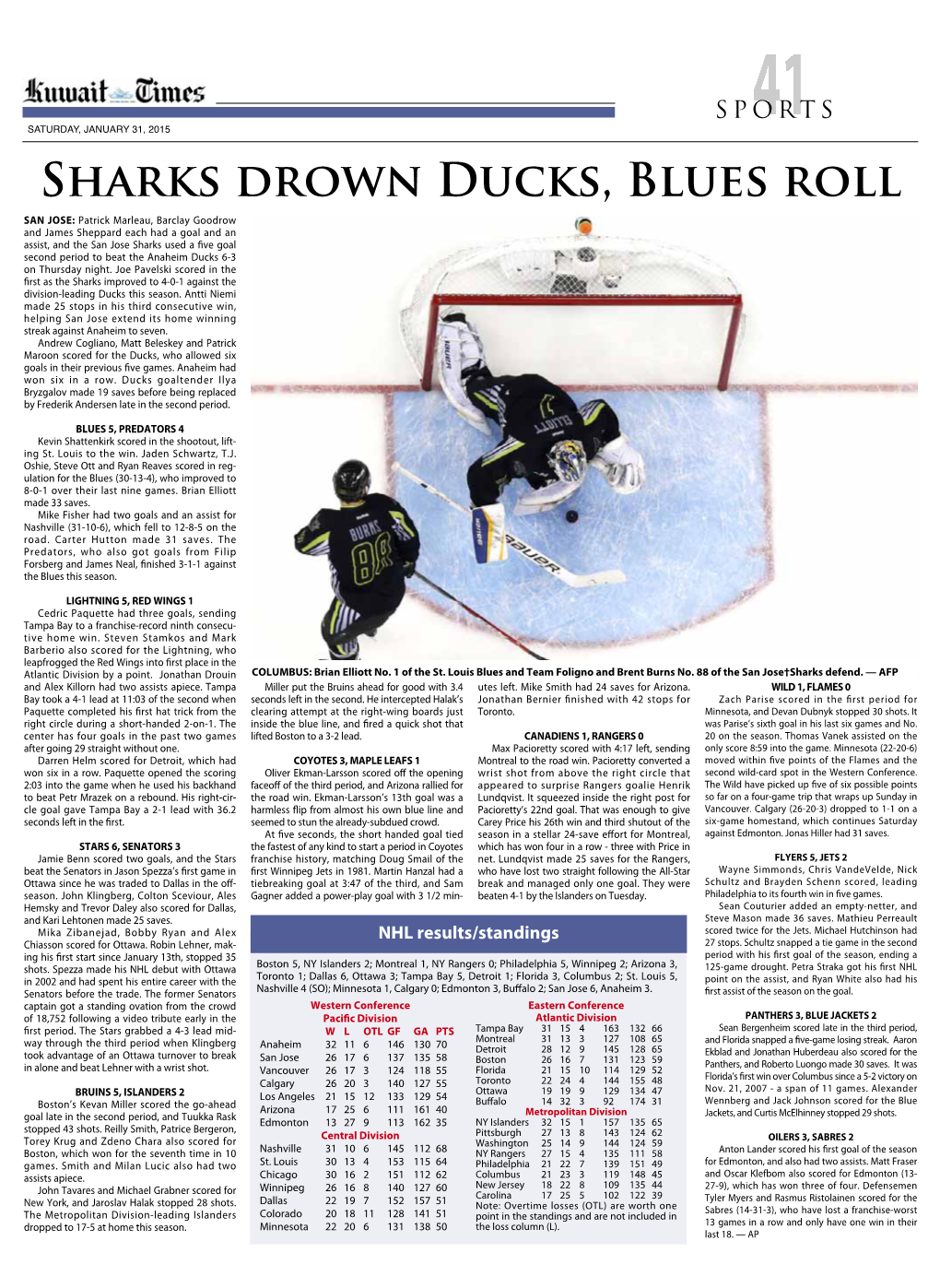 Sharks Drown Ducks, Blues Roll