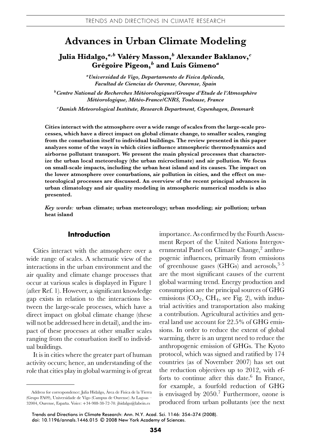 Advances in Urban Climate Modeling