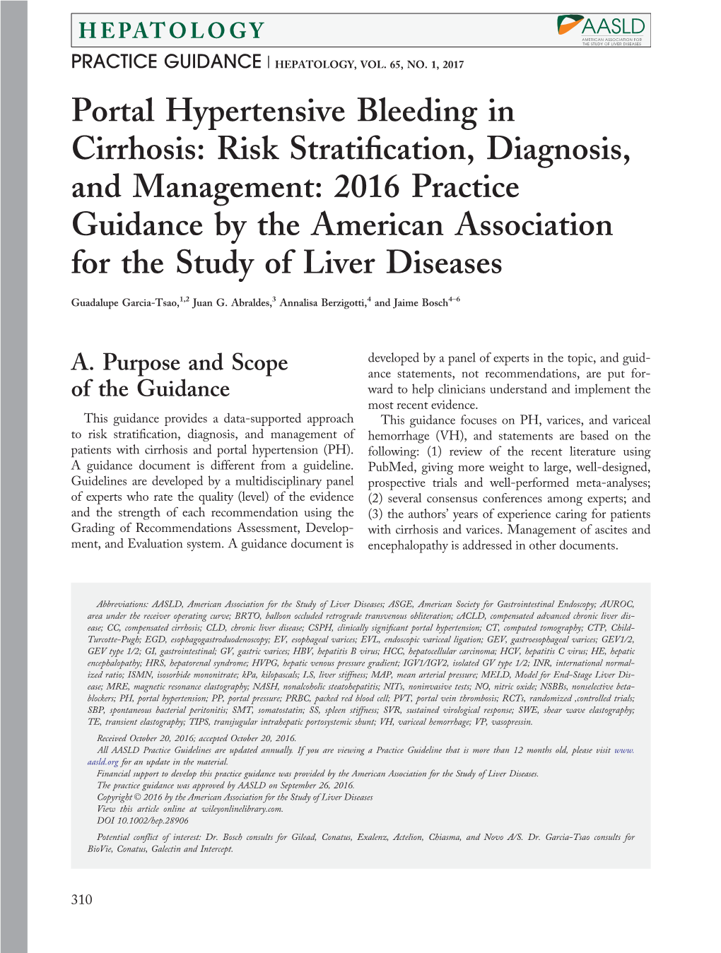 Portal Hypertensive Bleeding in Cirrhosis