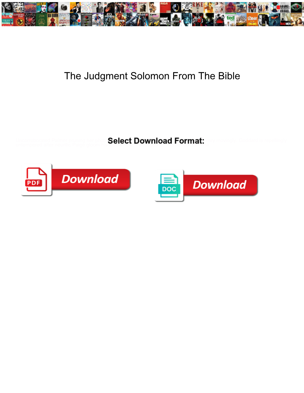 The Judgment Solomon from the Bible