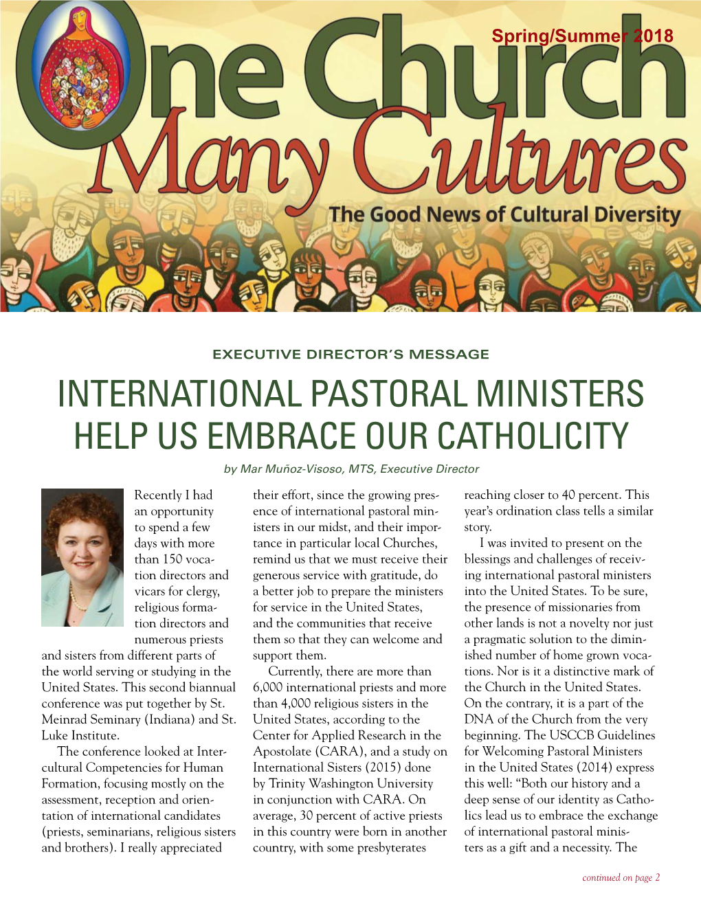 INTERNATIONAL PASTORAL MINISTERS HELP US EMBRACE OUR CATHOLICITY by Mar Muñoz-Visoso, MTS, Executive Director