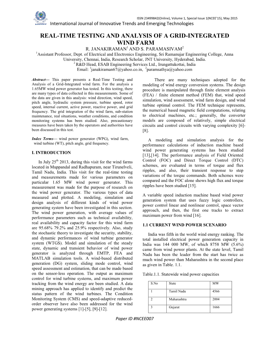 Real-Time Testing and Analysis of a Grid-Integrated Wind Farm R