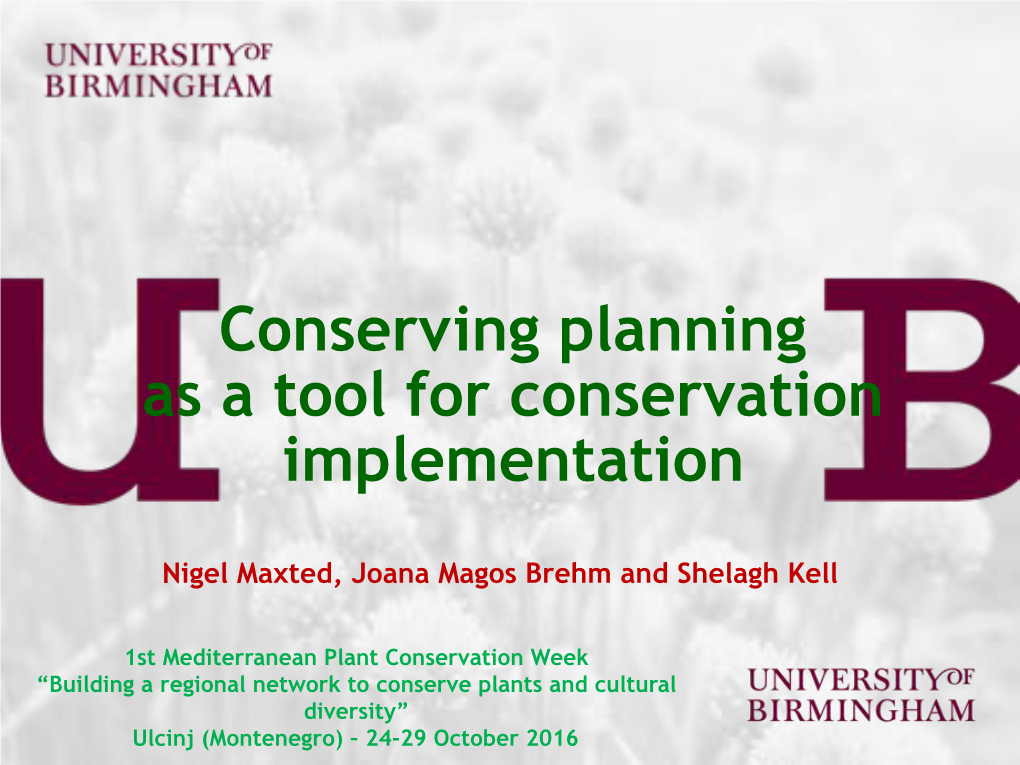 2 Plant Conservation Planning for Implementation