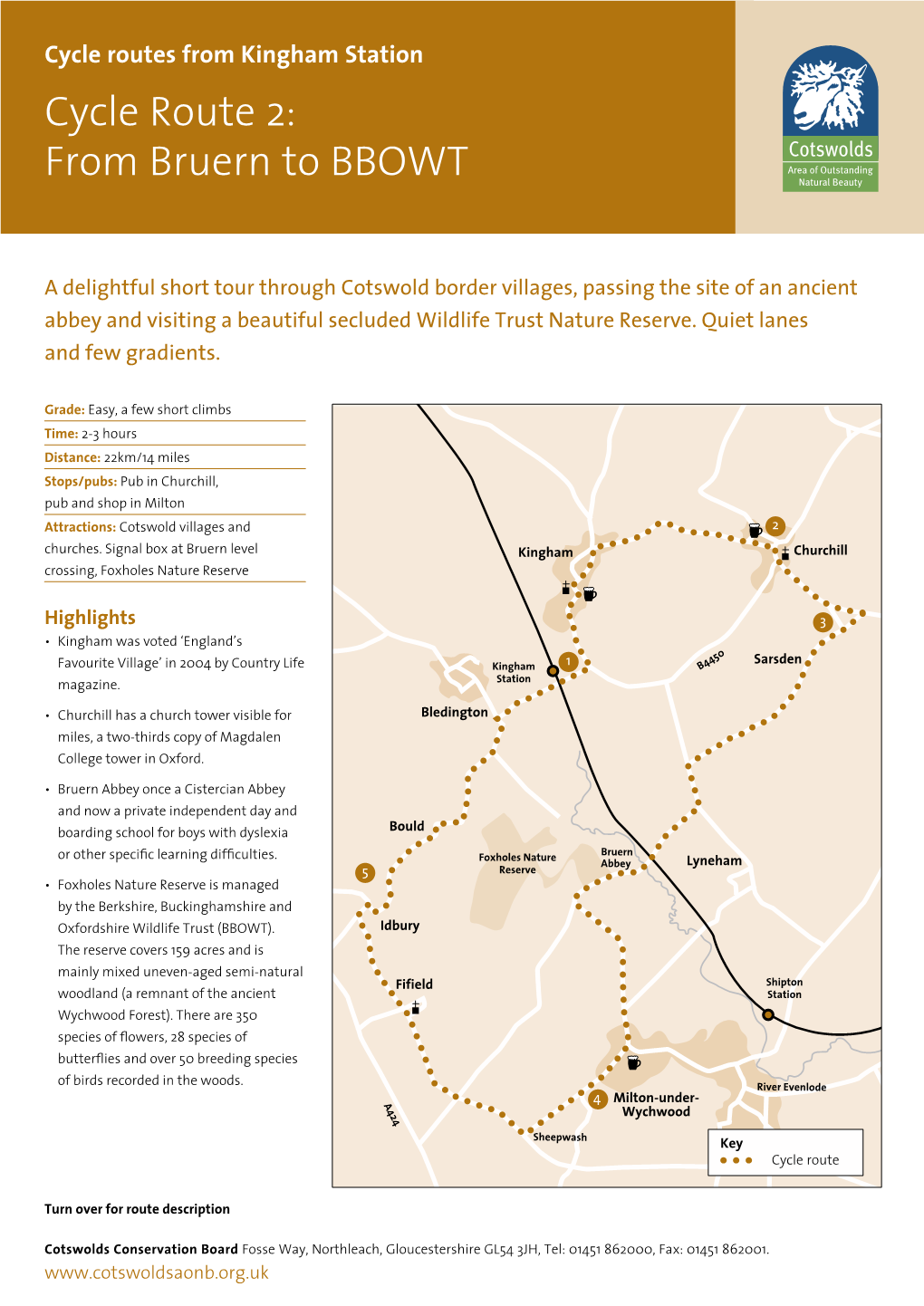 Cycle Route 2: from Bruern to BBOWT (AONB)