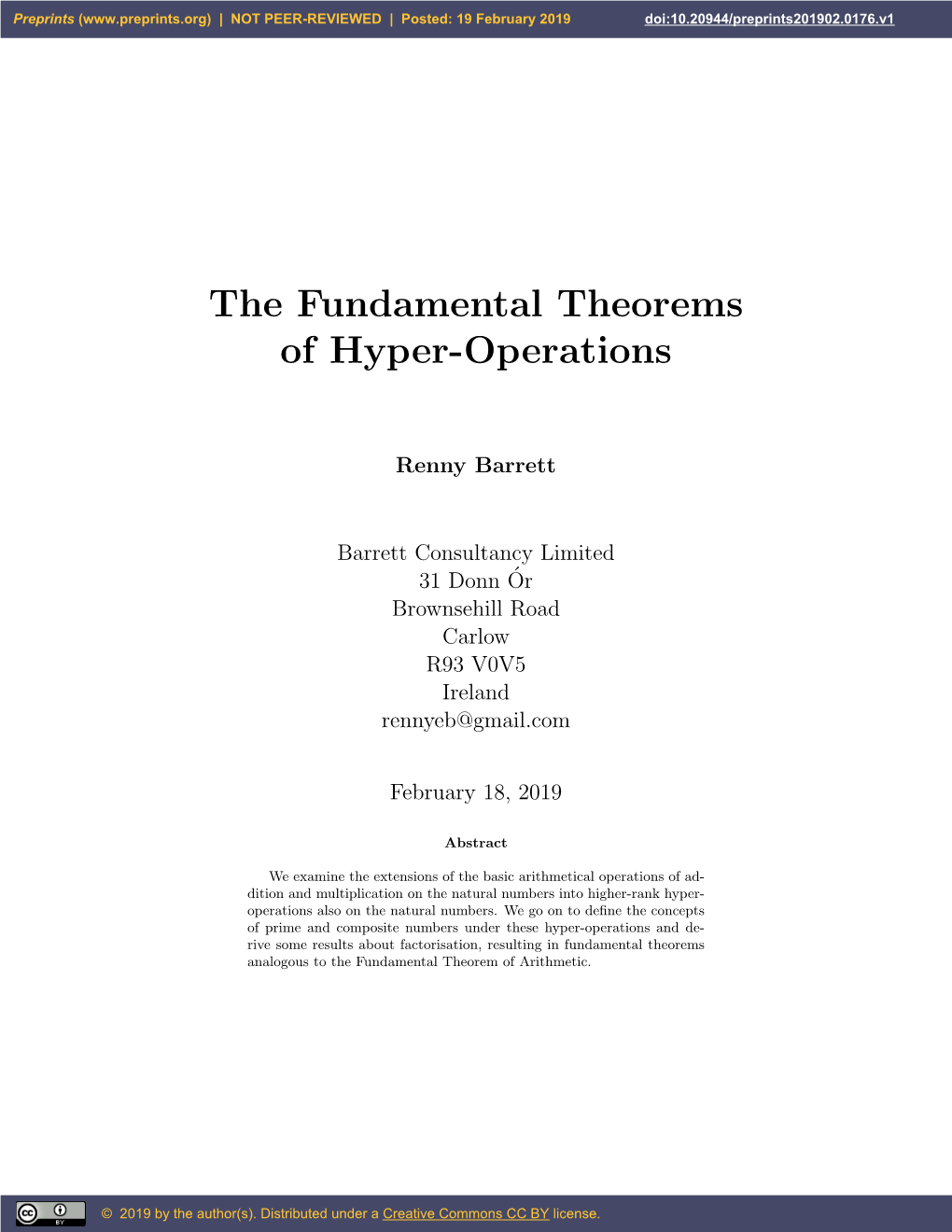 The Fundamental Theorems of Hyper-Operations