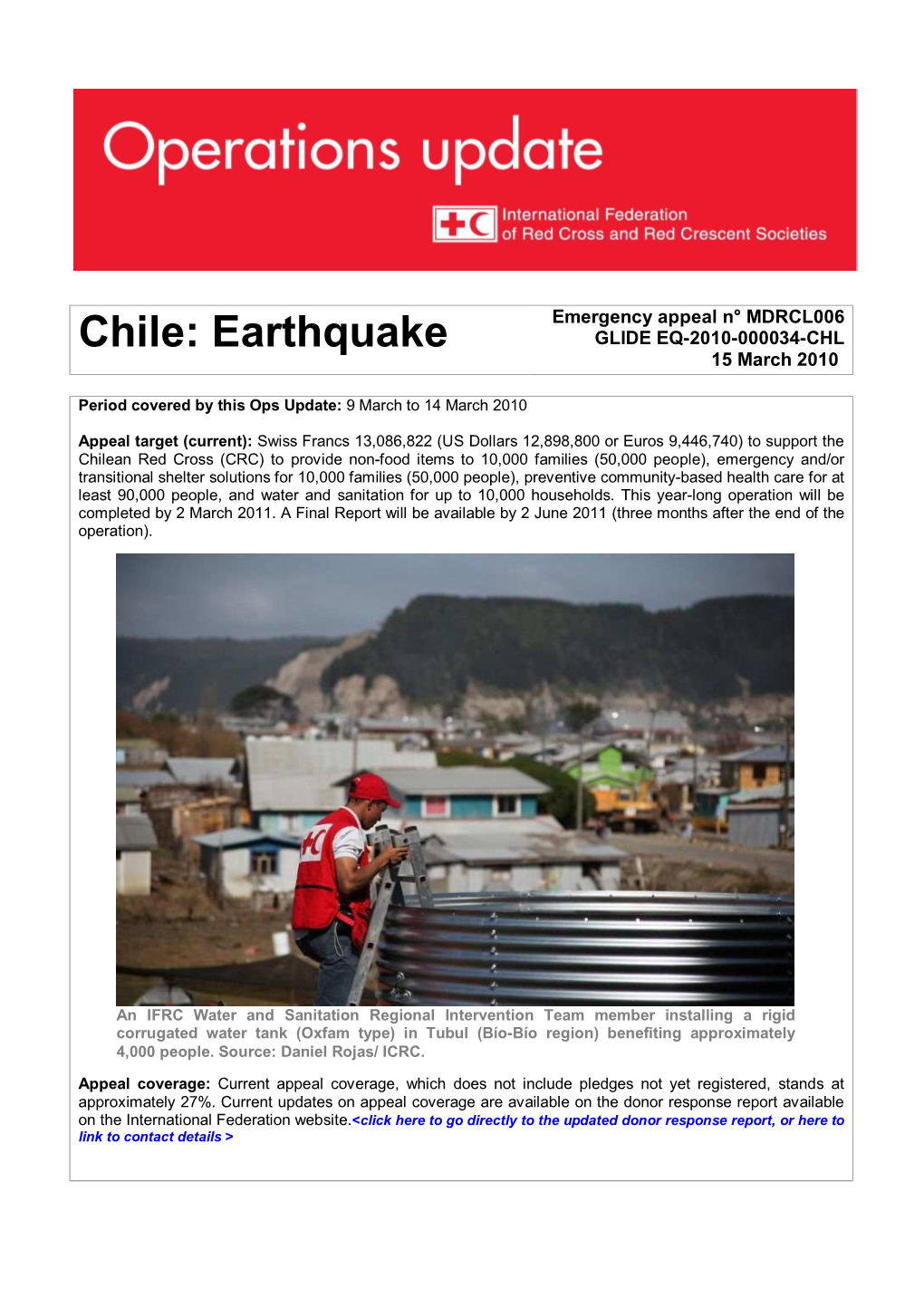 Chile: Earthquake GLIDE EQ-2010-000034-CHL 15 March 2010