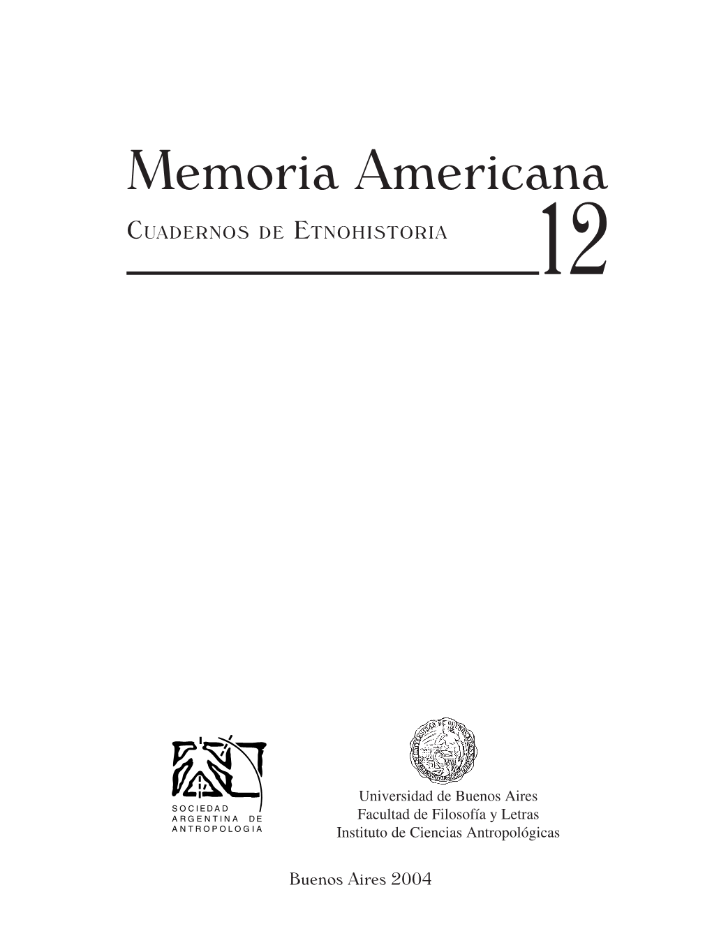 Memoria Americana CUADERNOS DE ETNOHISTORIA 12