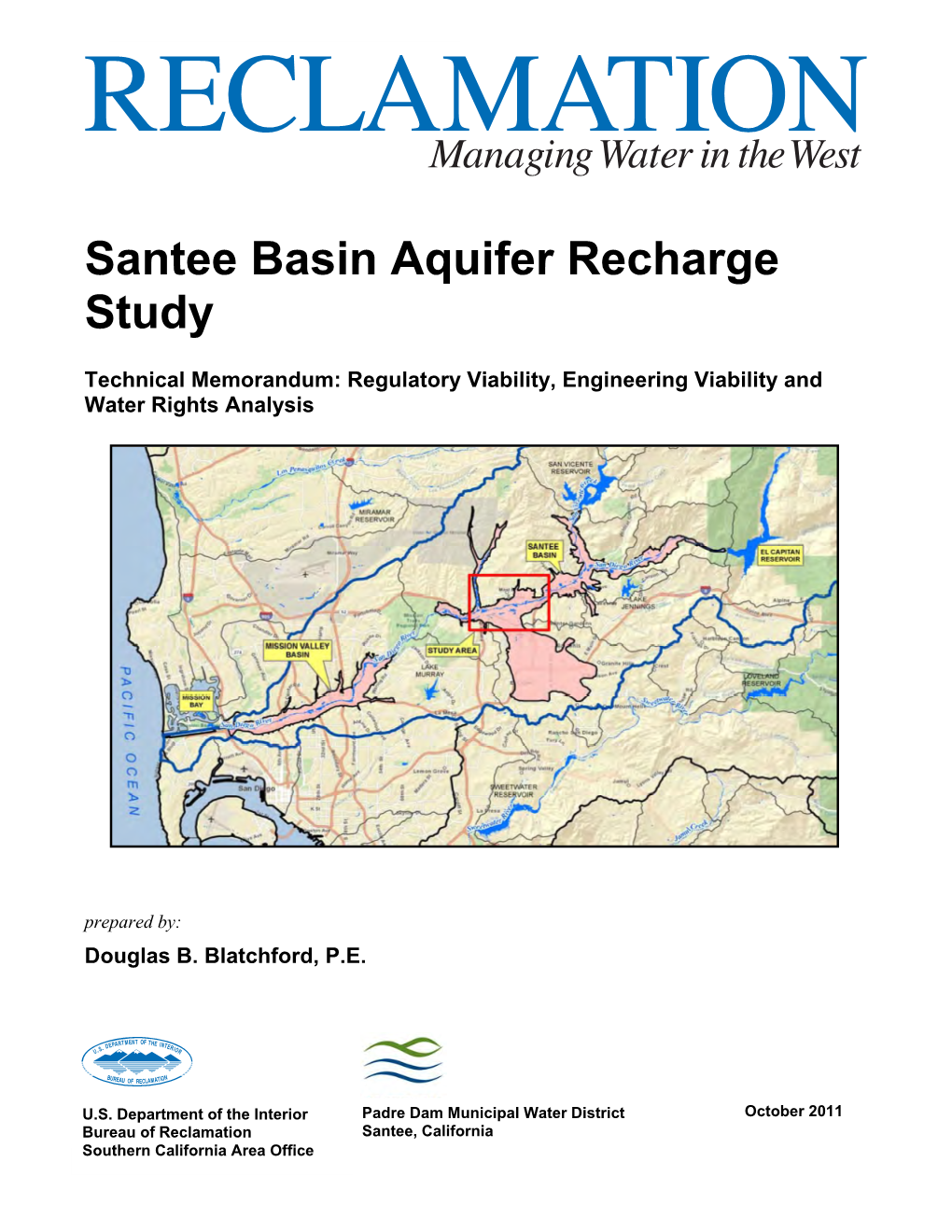 Santee Basin Aquifer Recharge Study, Phase 1