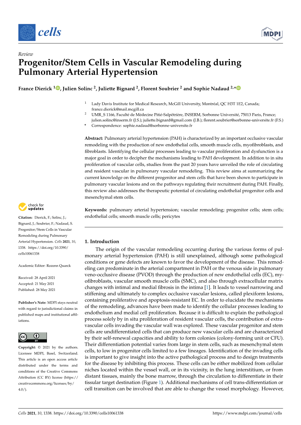 Progenitor/Stem Cells in Vascular Remodeling During Pulmonary Arterial Hypertension