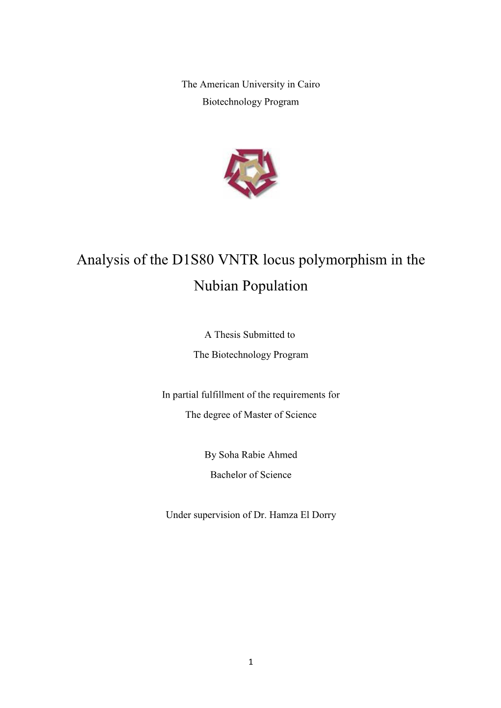 Analysis of the D1S80 VNTR Locus Polymorphism in the Nubian Population