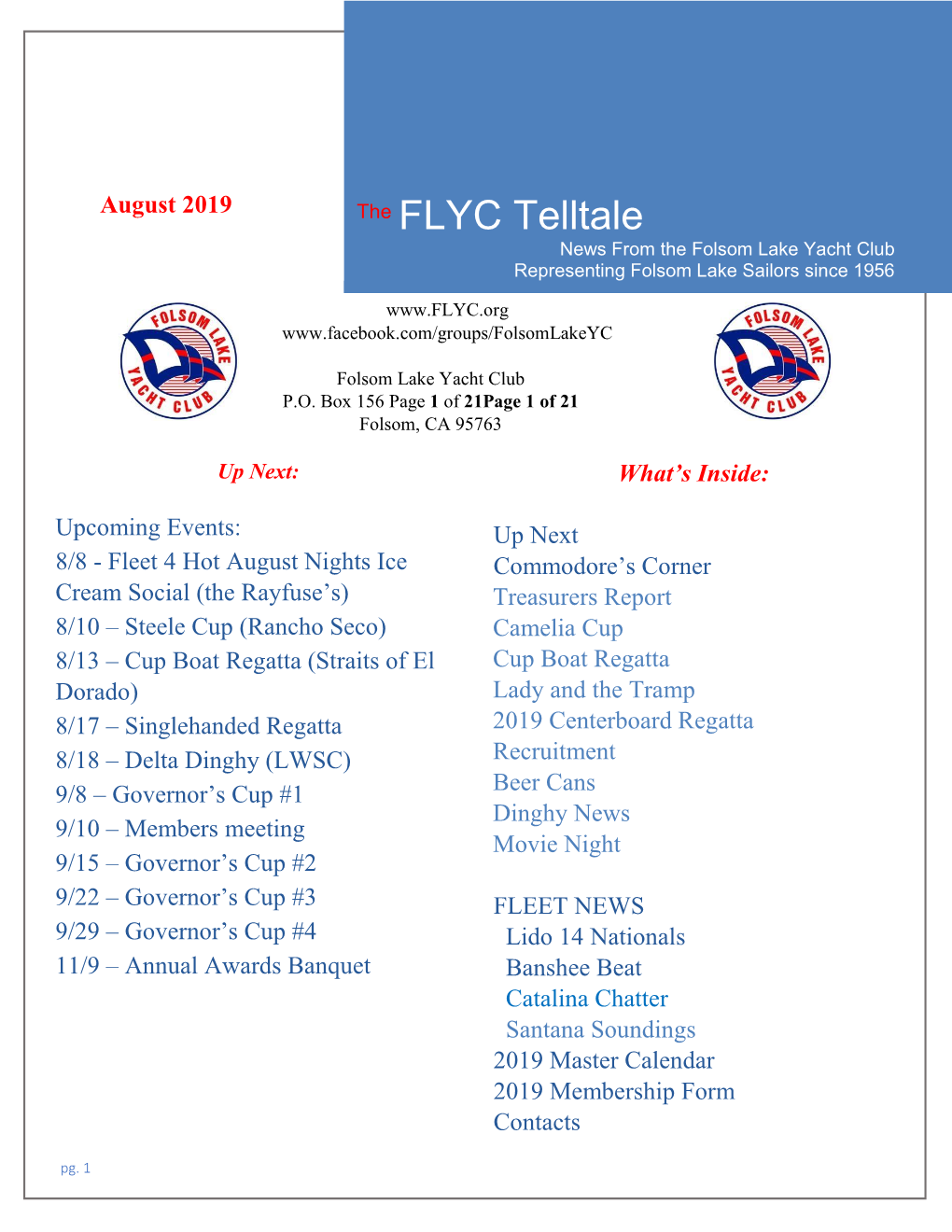 The FLYC Telltale News from the Folsom Lake Yacht Club Representing Folsom Lake Sailors Since 1956