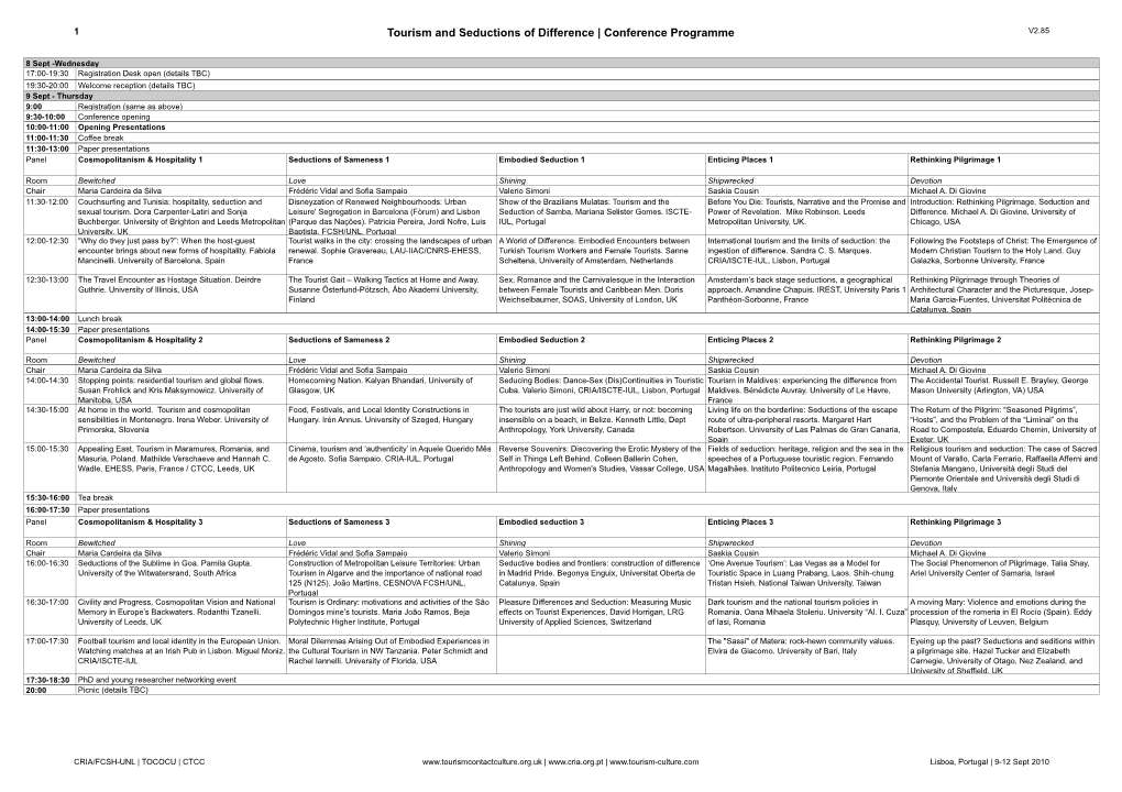 Tourism and Seductions of Difference | Conference Programme V2.85