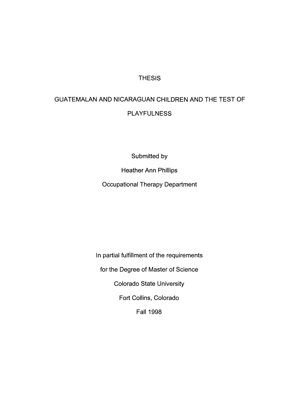 Thesis Guatemalan and Nicaraguan Children And