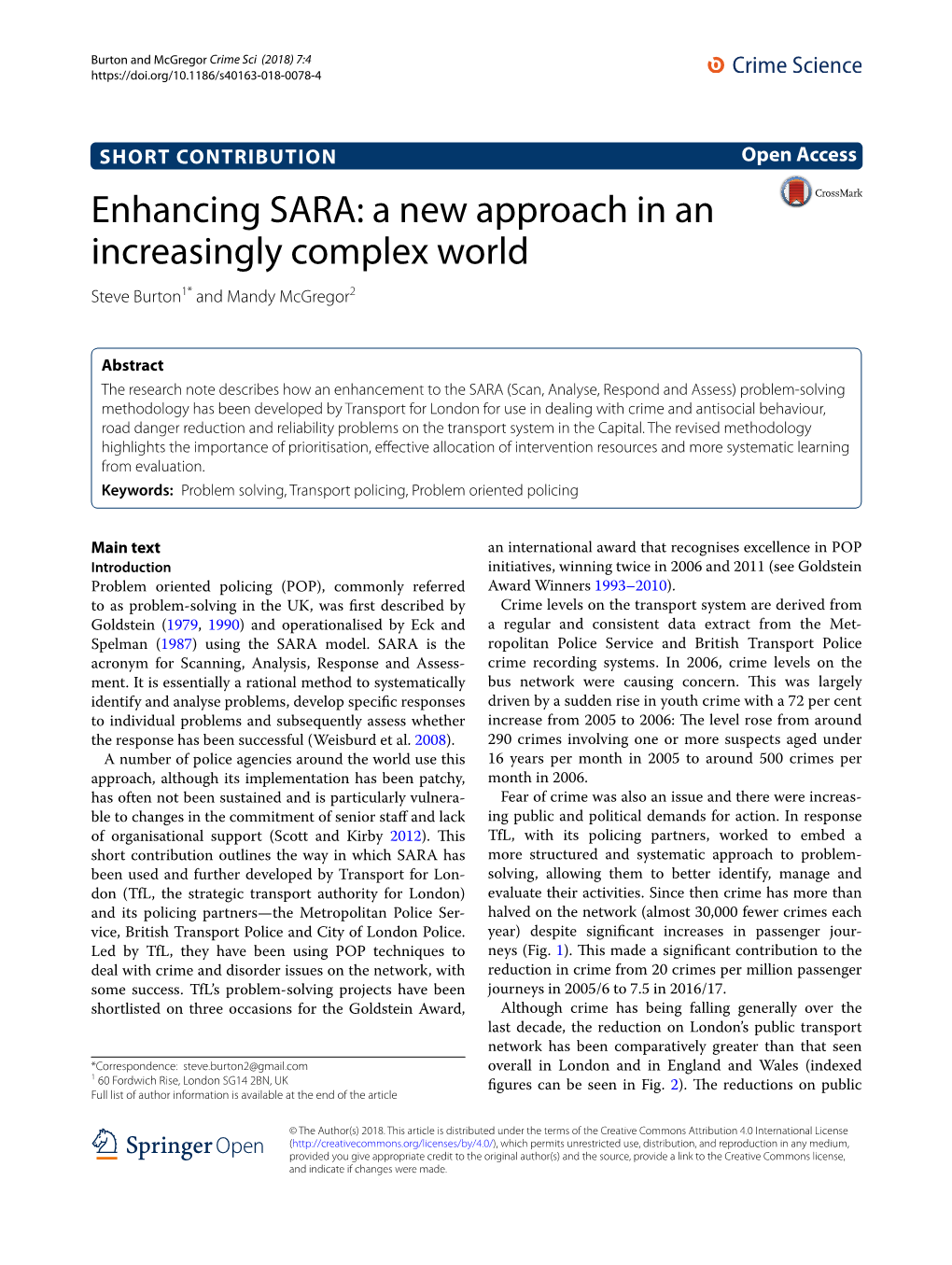 Enhancing SARA: a New Approach in an Increasingly Complex World Steve Burton1* and Mandy Mcgregor2