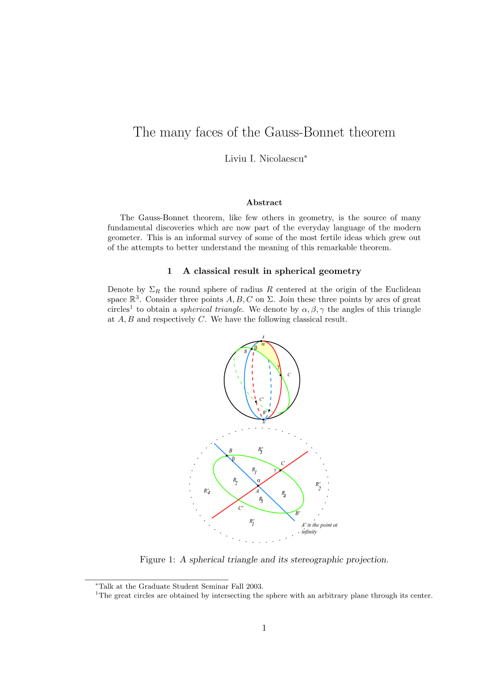 The Many Faces of the Gauss-Bonnet Theorem