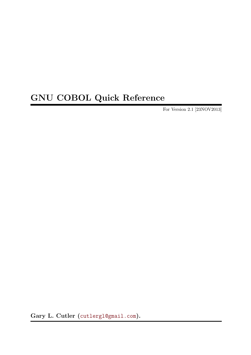 GNU COBOL Quick Reference