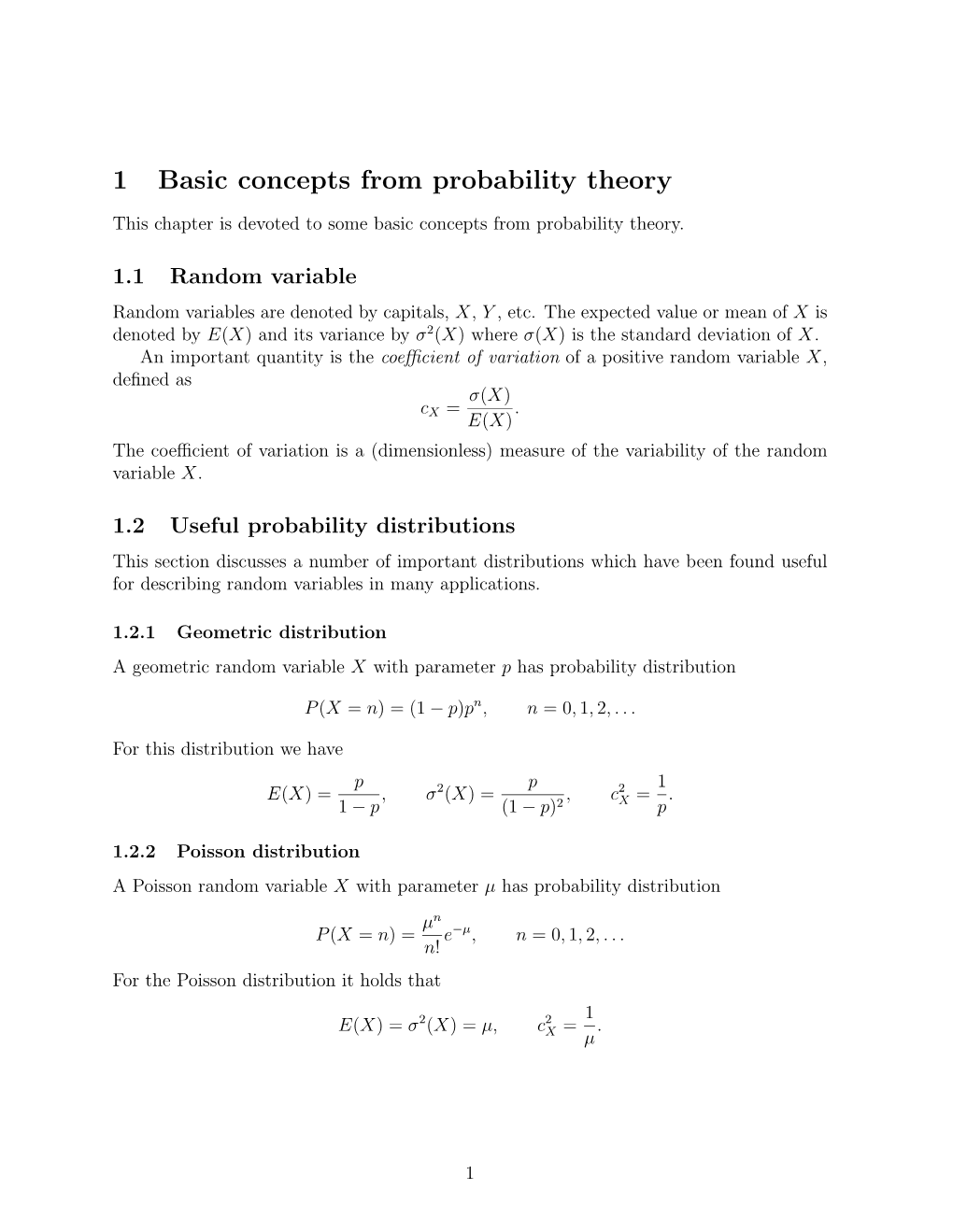 1 Basic Concepts from Probability Theory