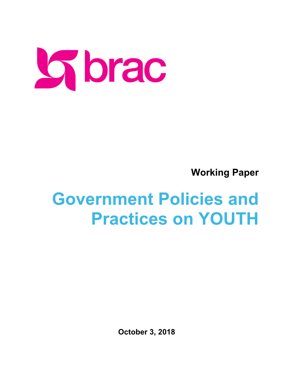 Working Paper: Government Policies and Practices on YOUTH