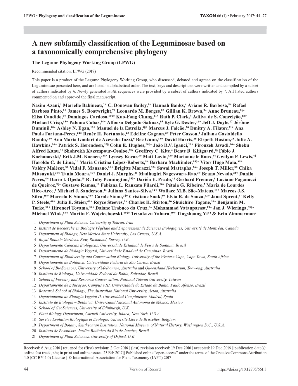 A New Subfamily Classification of The