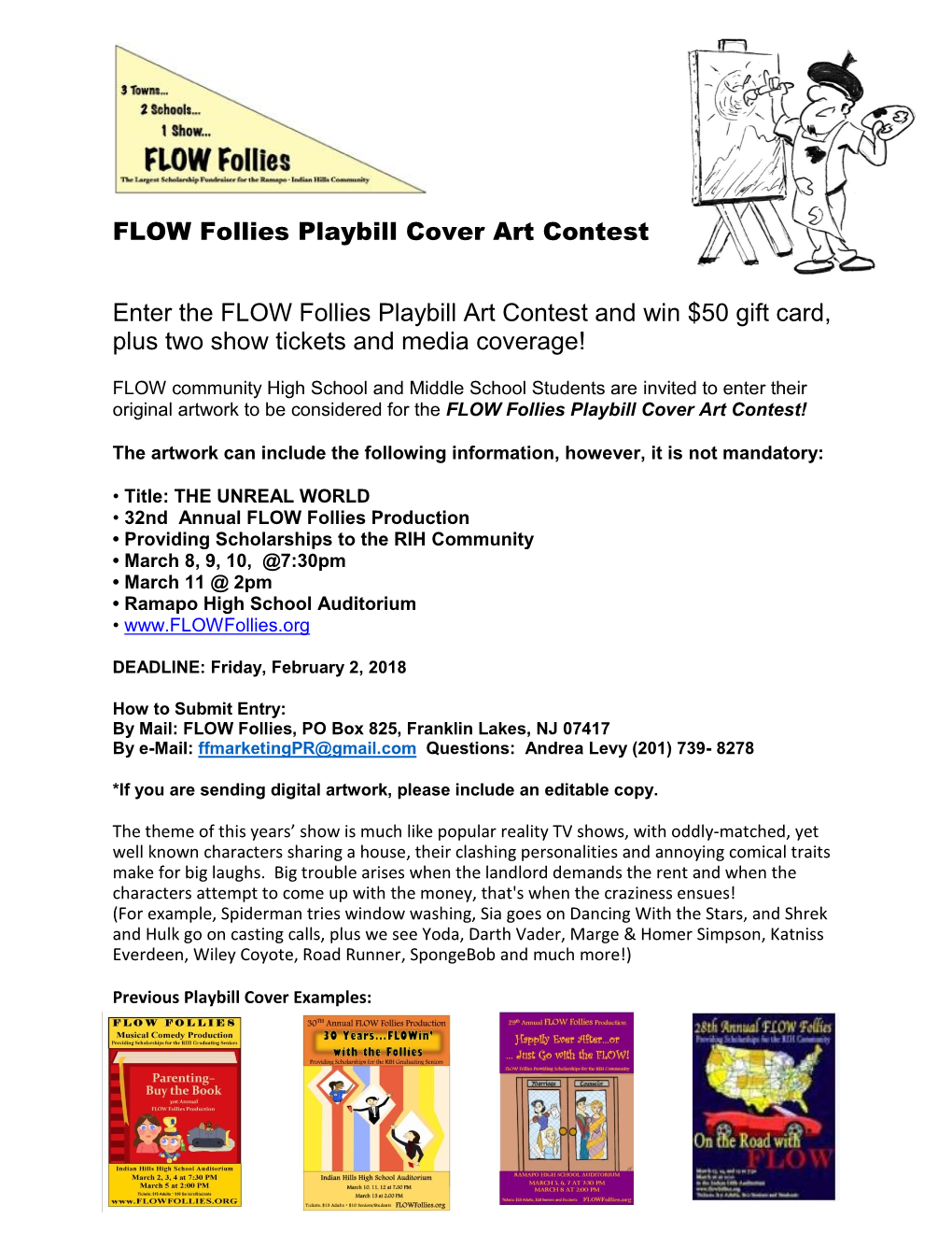 FLOW Follies Playbill Cover Art Contest Enter the FLOW Follies