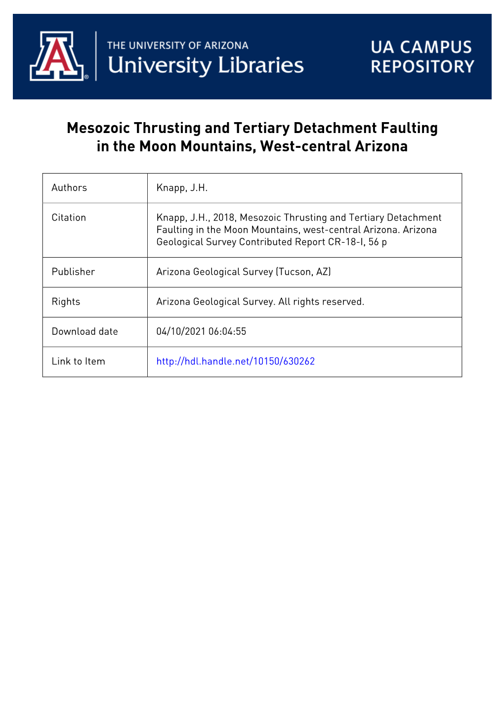 Mesozoic Thrusting and Tertiary Detachment Faulting in the Moon Mountains, West-Central Arizona