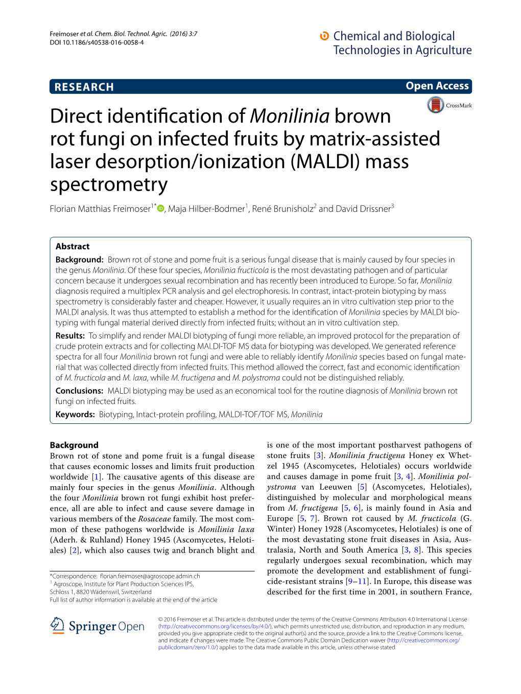 Direct Identification of Monilinia Brown Rot Fungi On