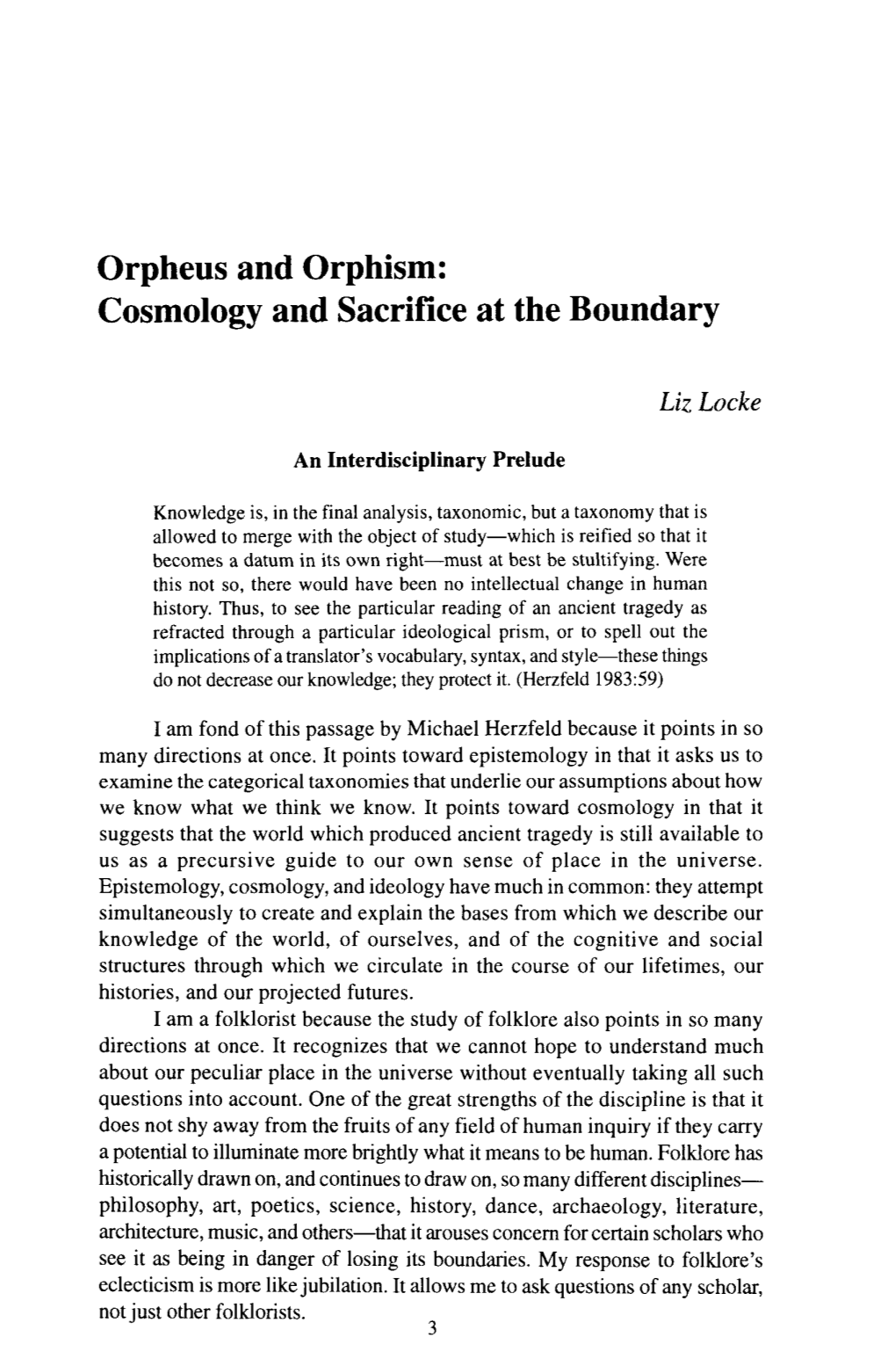 Orpheus and Orphism: Cosmology and Sacrifice at the Boundary