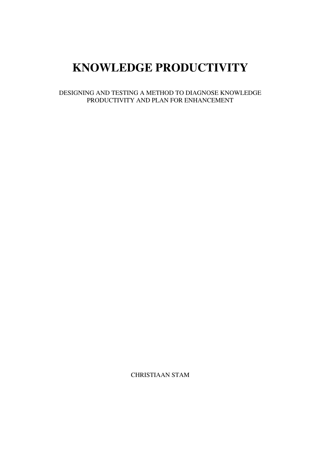 Knowledge Productivity