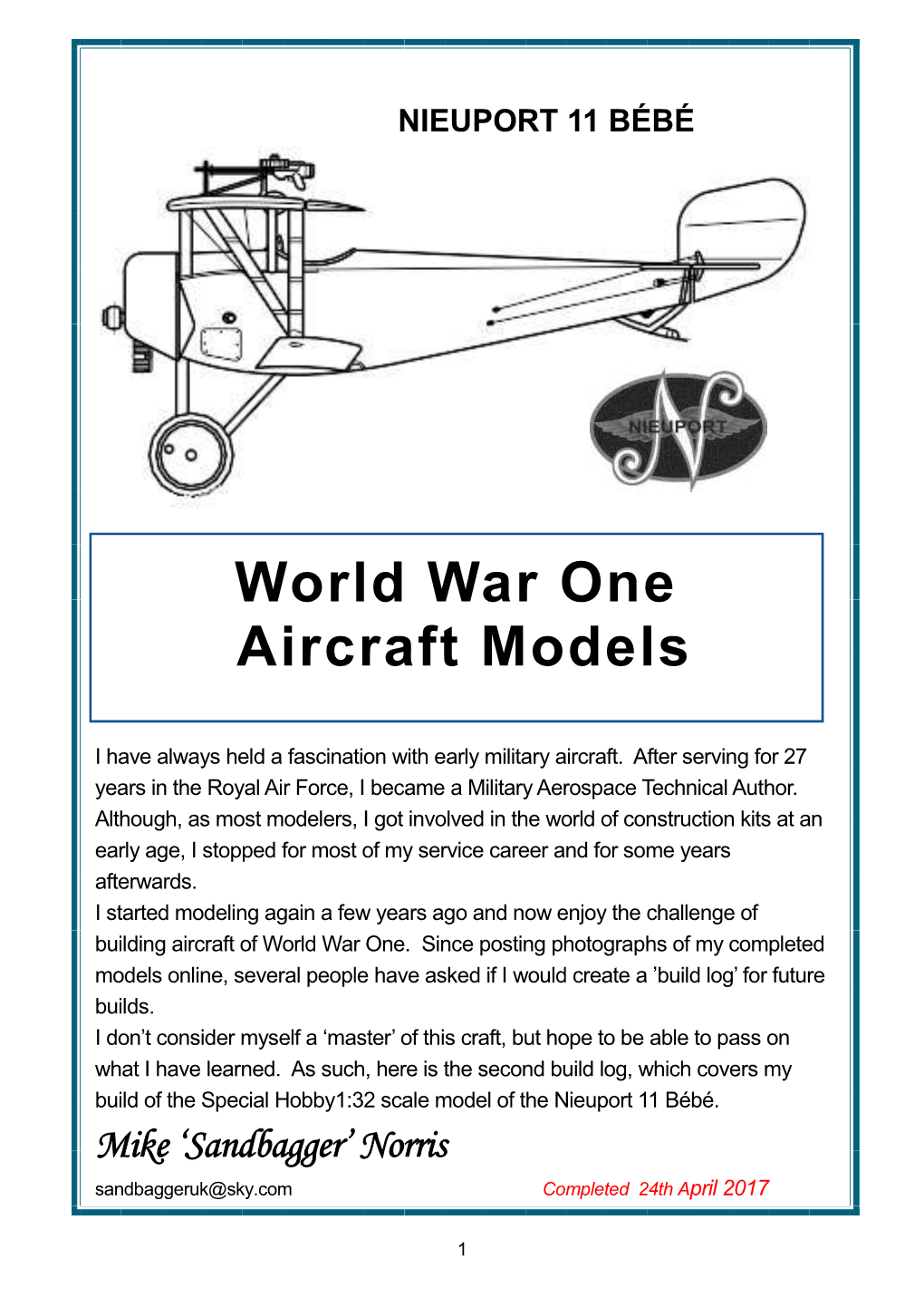 World War One Aircraft Models