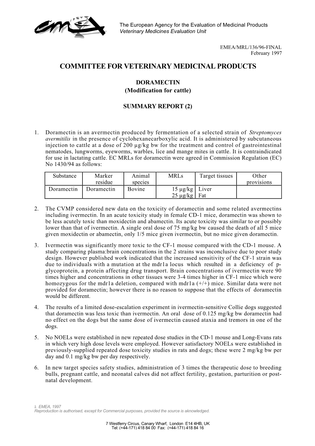 Committee for Veterinary Medicinal Products