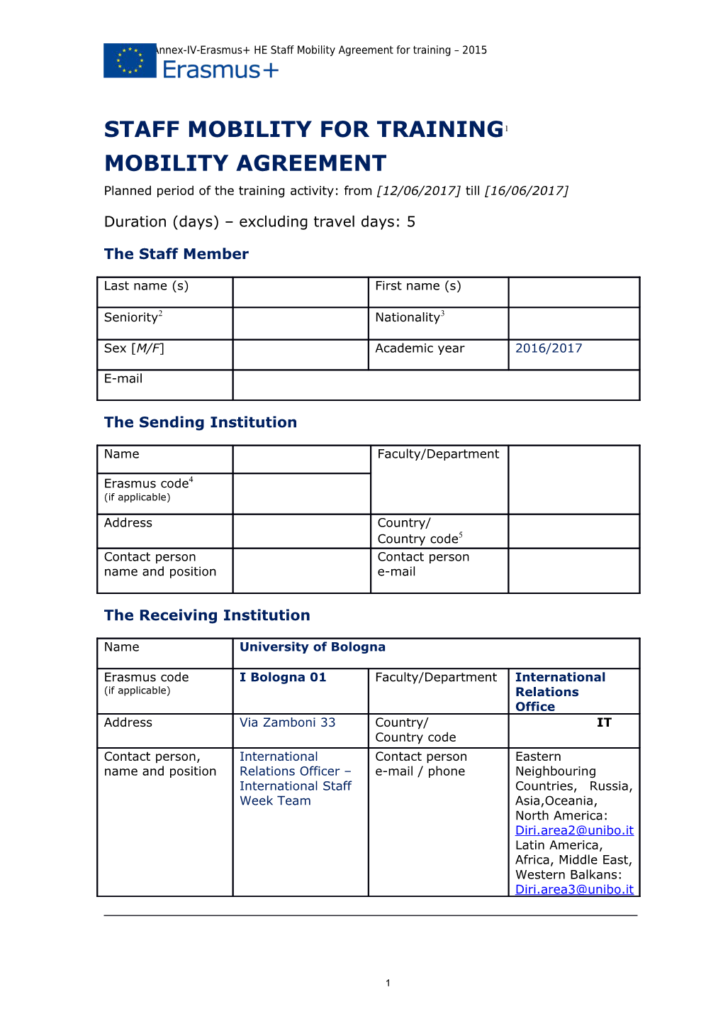 Gfna-II-C-Annex-IV-Erasmus+ HE Staff Mobility Agreement for Training 2015