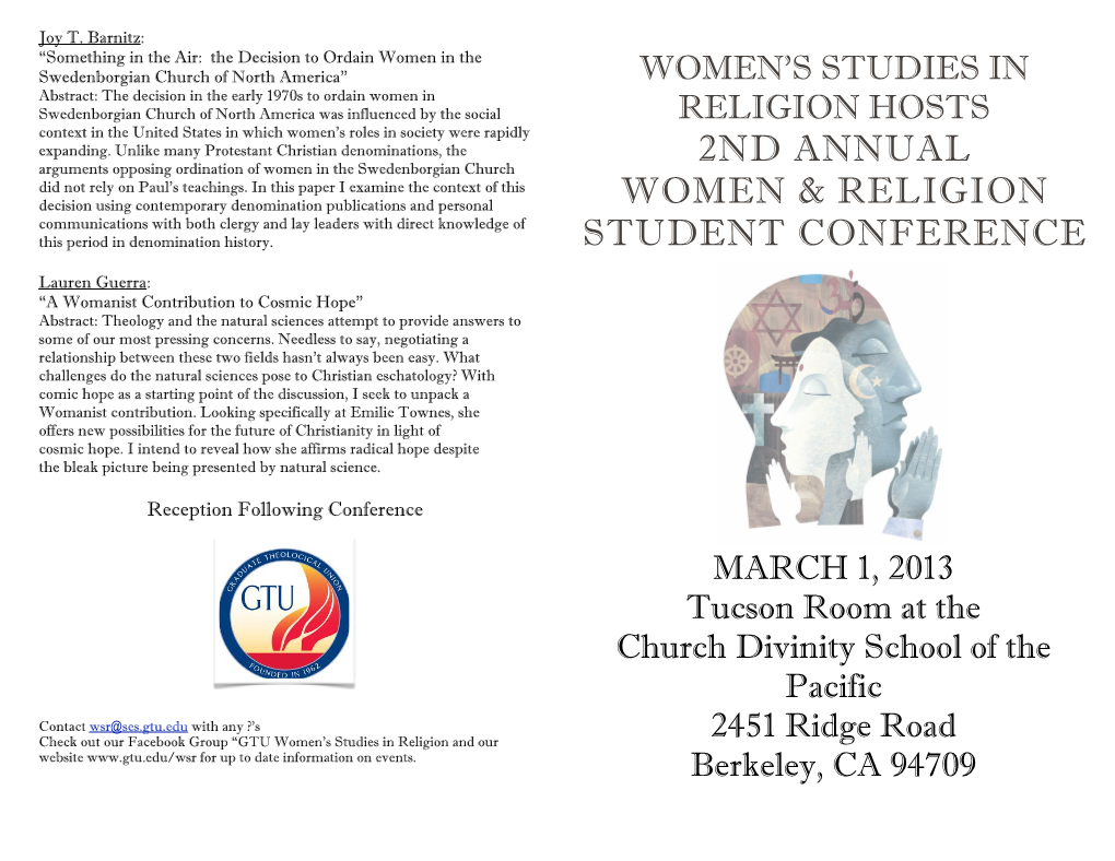 2Nd Annual Women & Religion Student Conference